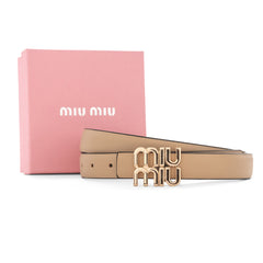 Miu Miu logo-lettering Leather Belt | Beige