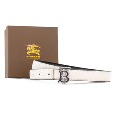 Burberry TB Monogram Leather Belt – White