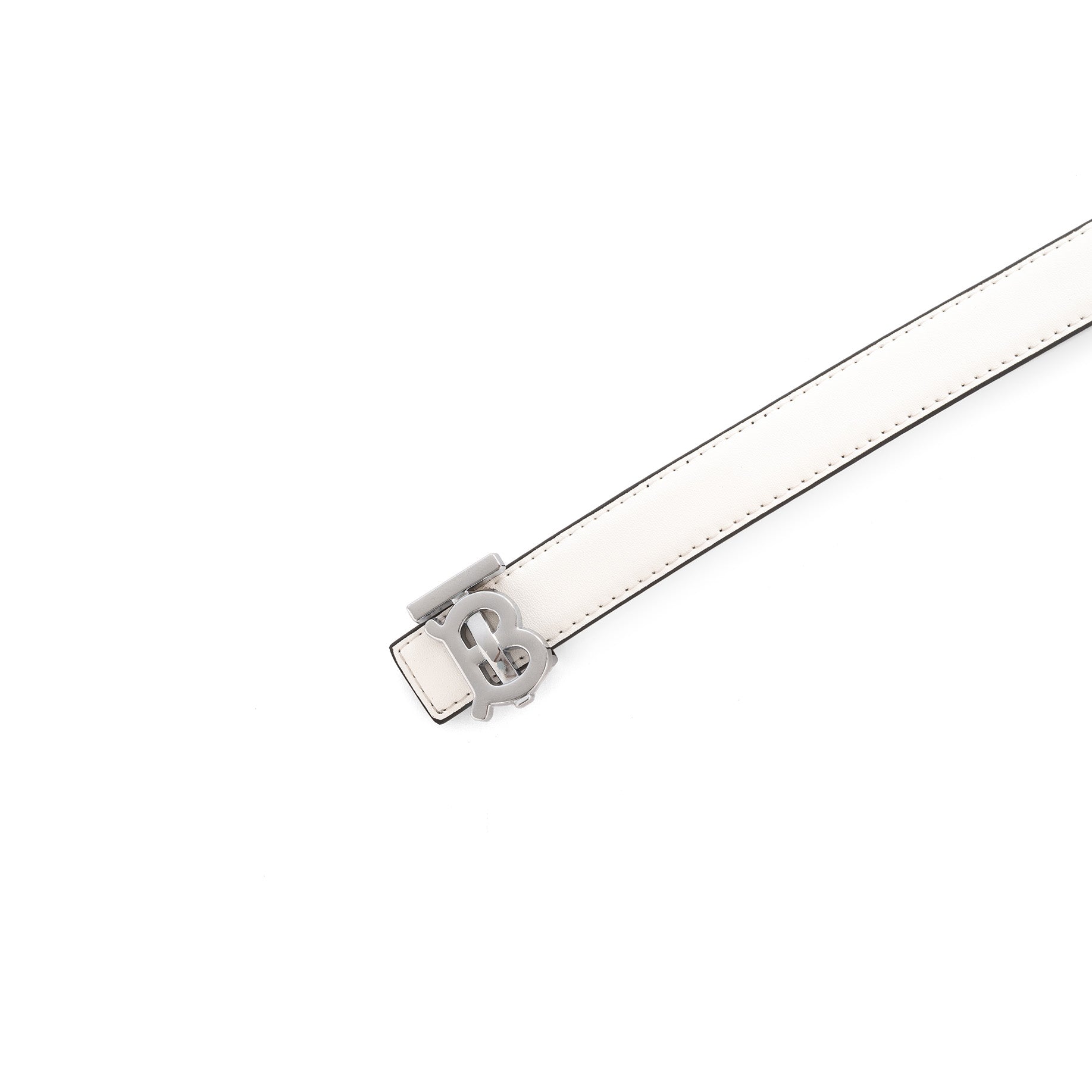Burberry TB Monogram Leather Belt – White