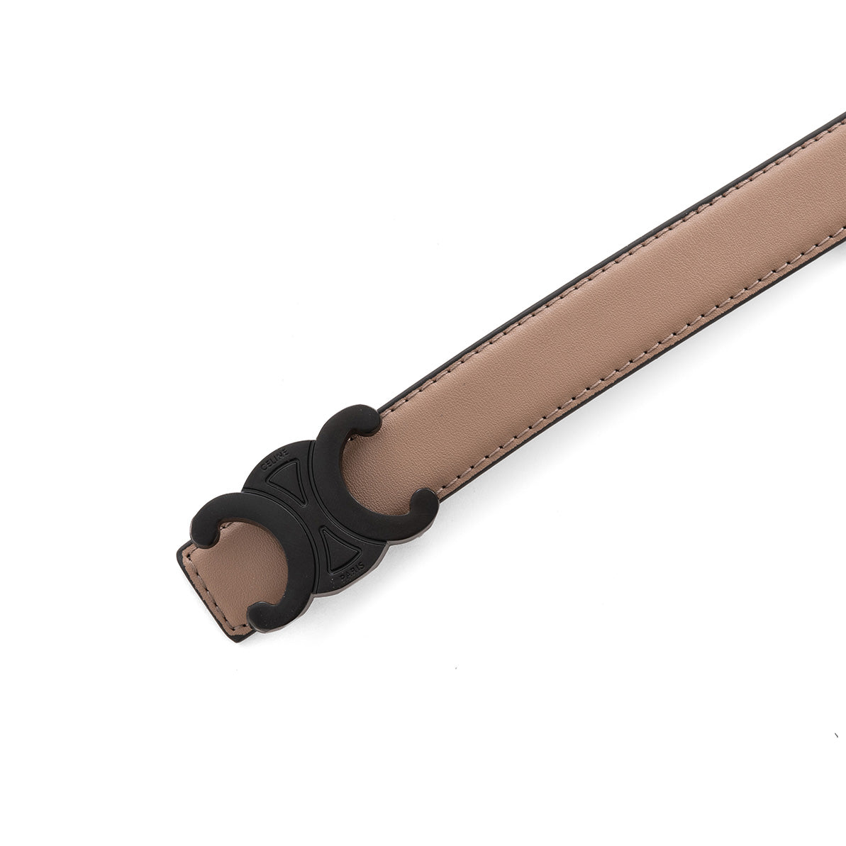 Celine Triomphe Thin Belt - dark beige