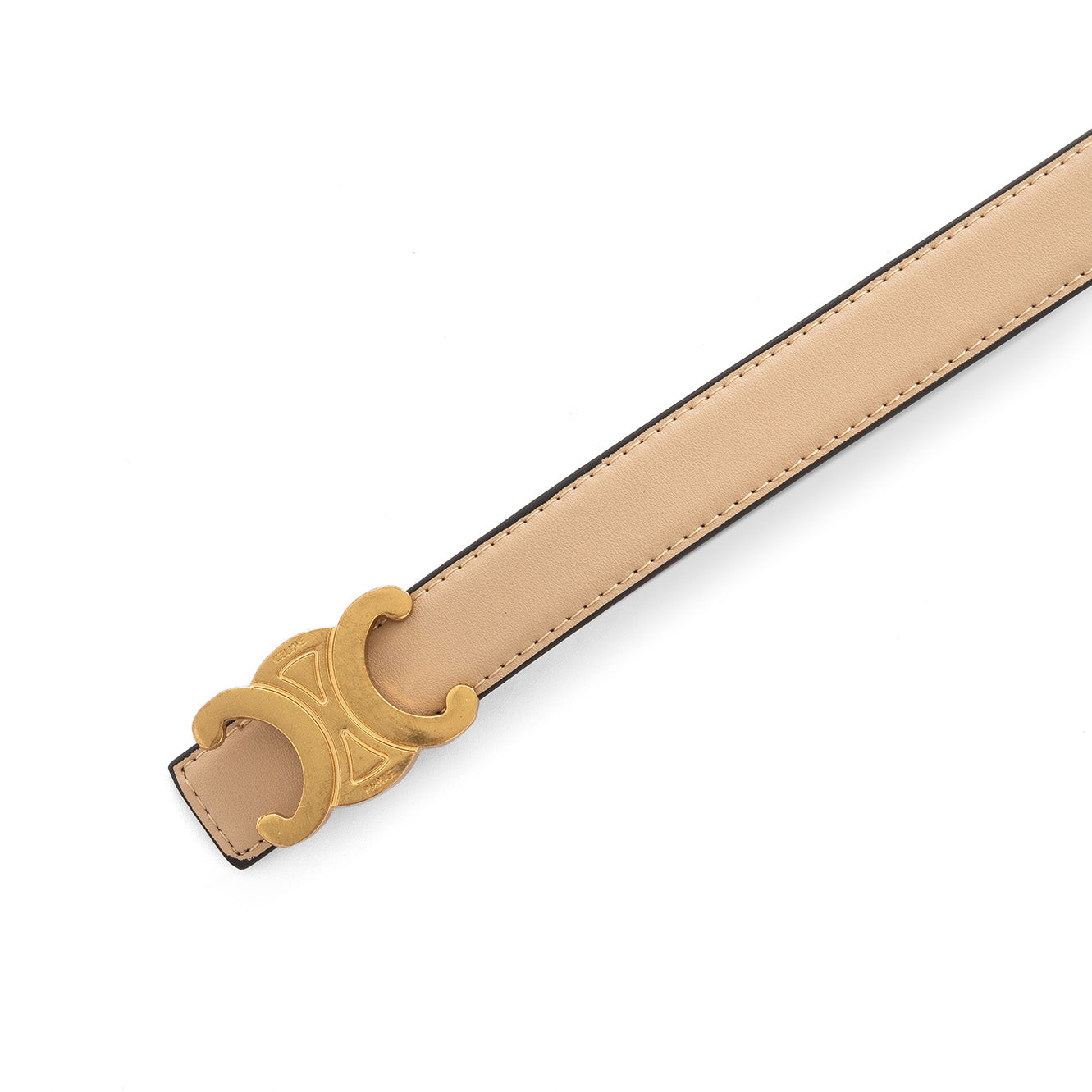 Celine Triomphe Thin Belt - light beige