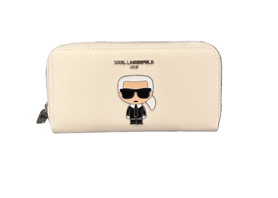Karl Lagerfeld K/Ikonik Embellished Zip-Around Wallet - Beige (Mirror)
