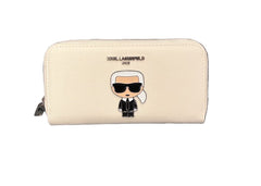 Karl Lagerfeld K/Ikonik Embellished Zip-Around Wallet - Beige (Mirror)