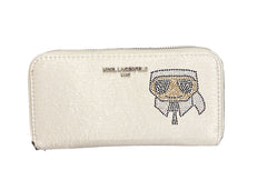 Karl Lagerfeld K/Ikonik Embellished Zip-Around Wallet - White (Mirror)