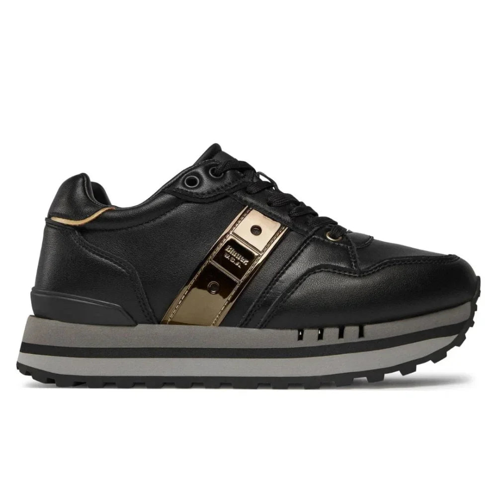 Blauer Daisy Trainer /Black-gold – Mashaly Footwear