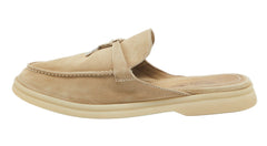 Loro Piana Beige Suede Babouche Charms Walk Flat Mules - Light Beige / Sand