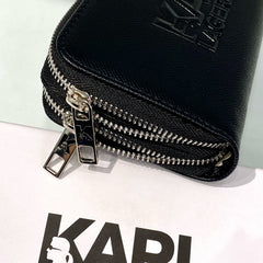 Karl Lagerfeld K/Ikonik Zip-Around Wallet - Black (Mirror)