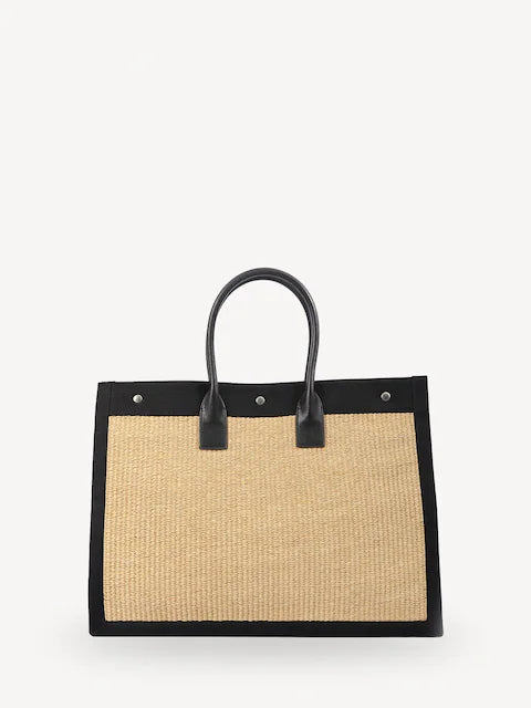 Saint Laurent Beige/Black Rive Gauche Tote Handbag