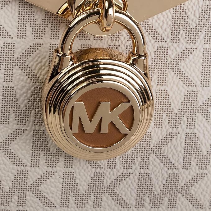 Michael Kors Nouveau Hamilton Small Satchel, Vanilla/Luggage Brown (Mirror)