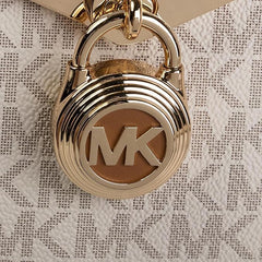 Michael Kors Nouveau Hamilton Small Satchel, Vanilla/Luggage Brown (Mirror)