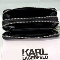 Karl Lagerfeld K/Ikonik Zip-Around Wallet - Black (Mirror)