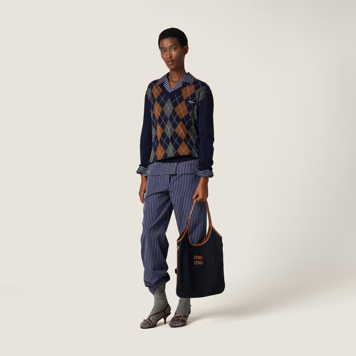 Miu Miu IVY denim bag Blue/Brandy (Mirror)