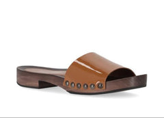 Miu Miu Women's Brown Patent Leather Clogs