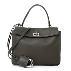 Balenciaga  Natural Smooth Calfskin Mini Rodeo Top Handle Handbag - Black