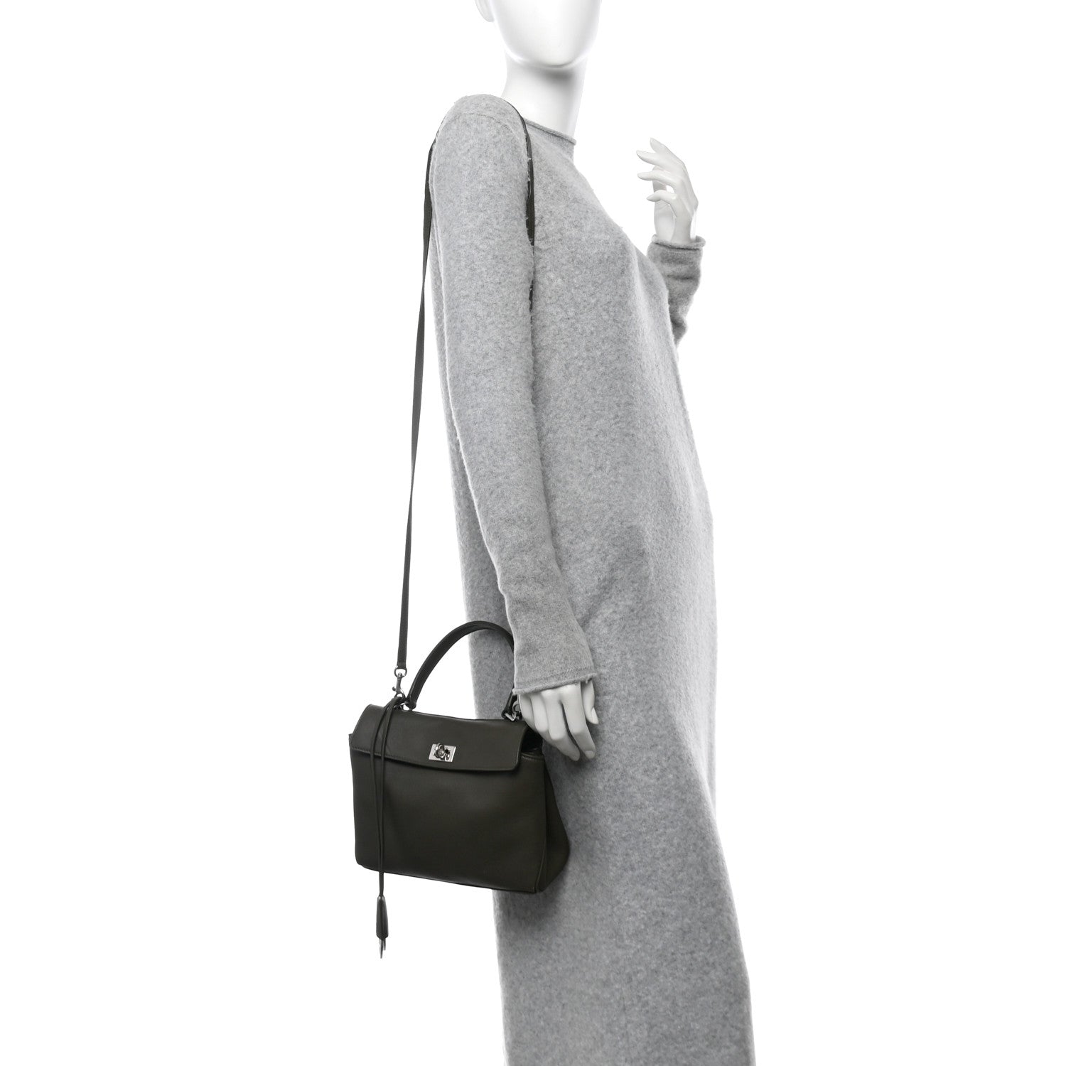 Balenciaga  Natural Smooth Calfskin Mini Rodeo Top Handle Handbag - Black