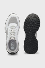 BOSS Men's Mixed-Material Sneakers - Grey/White (Mirror)
