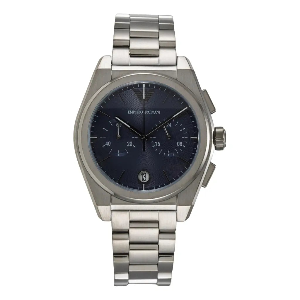 Emporio Armani Men's Stainless Steel Chronograph Watch - Blue Dial