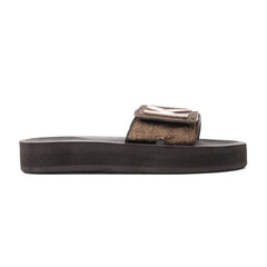 Michael Kors Logo Glitter Wedge Slides Women - Brown