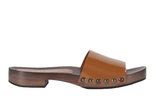 Miu Miu Women's Brown Patent Leather Clogs