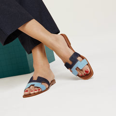 Hermès Oran Sandal - Dark Blue/Light Blue